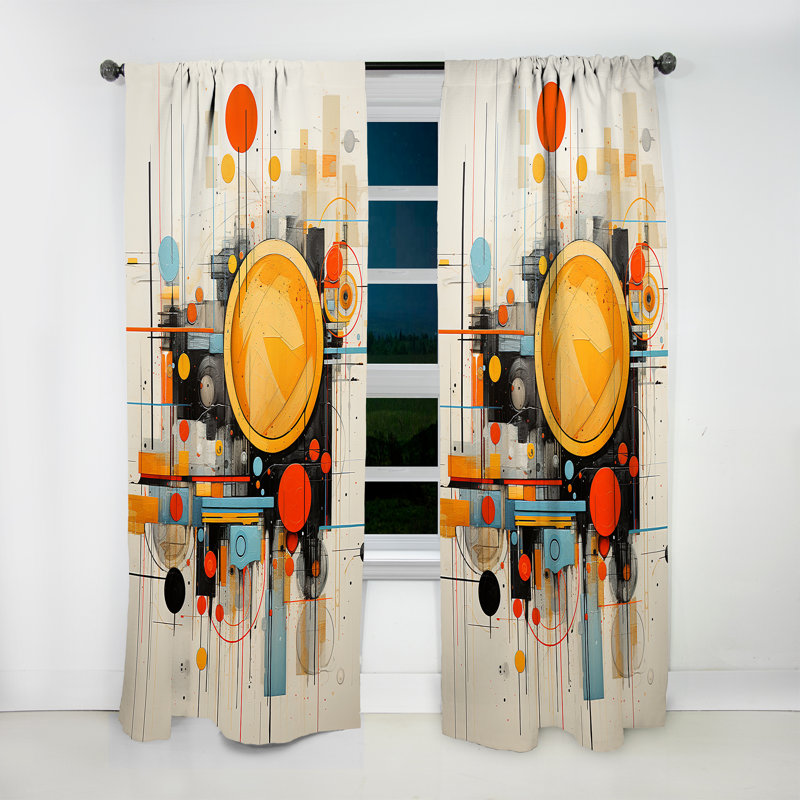 Cadey Yellow And Black Radiant Geometry Collage III - Modern Curtain - Velvet Room Darkening - 1 panel, 52" W x 95" L