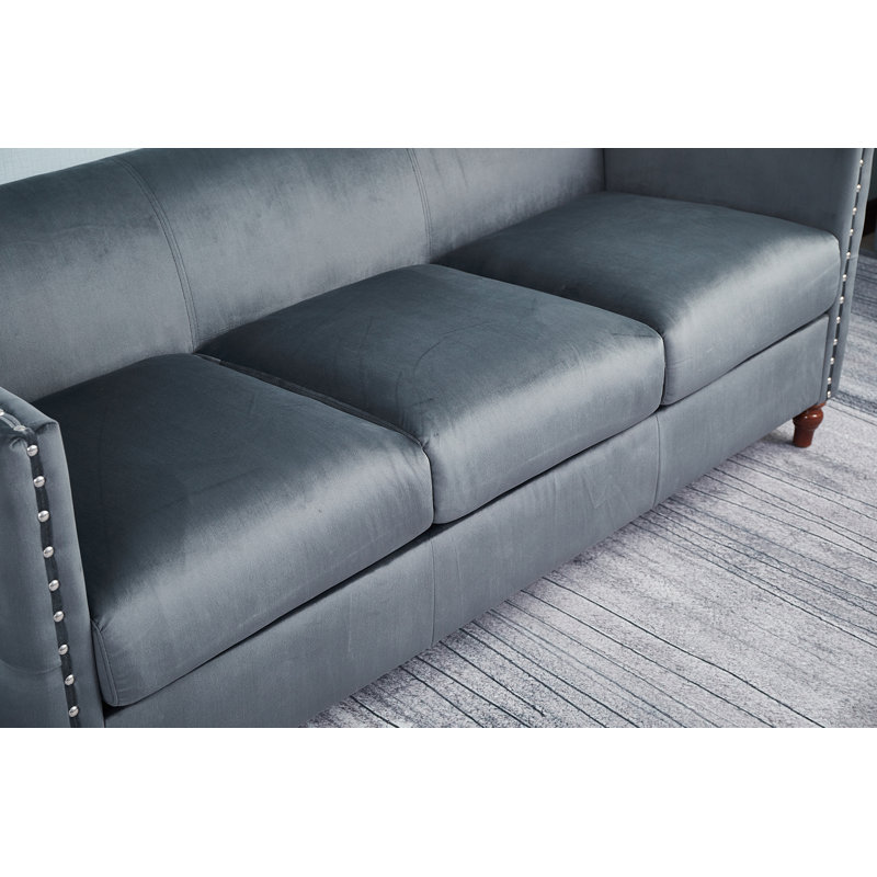 Shawn 70'' Velvet Sofa, Gray Velvet