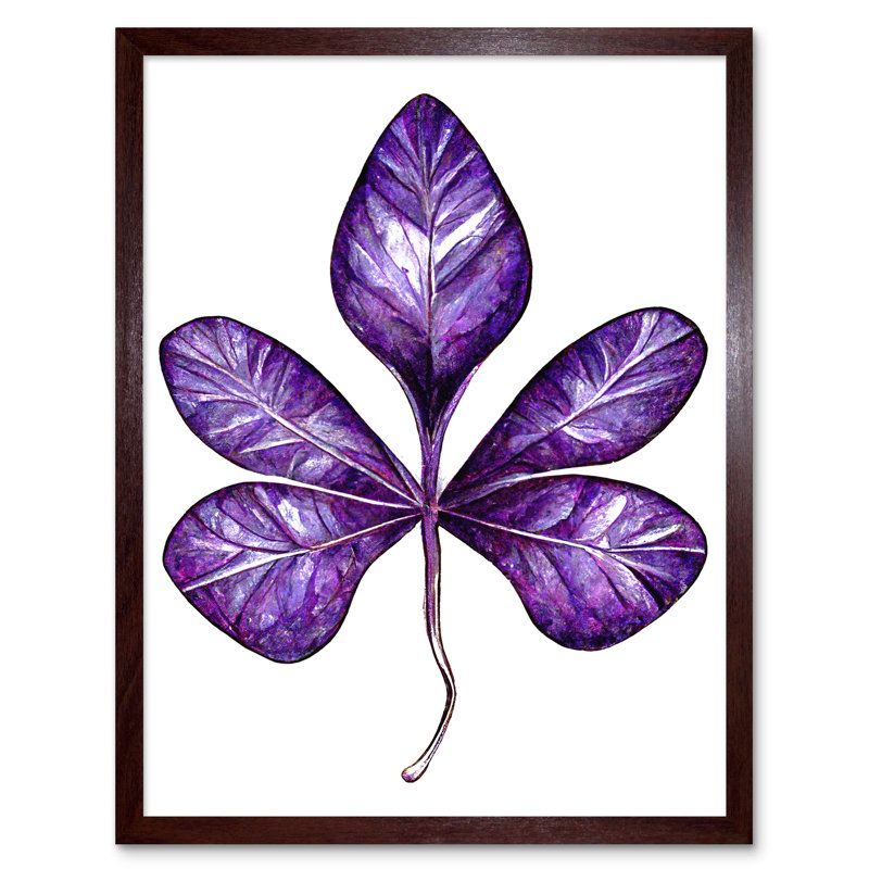 Money Tree Leaf Modern Simple Illustration - Print, 43cm H x 33cm W x 2cm D, Brown Framed Paper