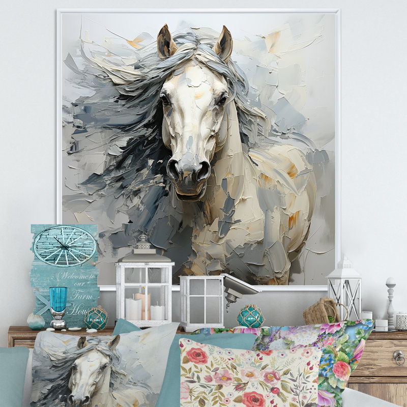 Fantaisie, cheval féminin I - impression sur toile, H 16 po x l 16 po x P 1 po, Cadre flottant blanc