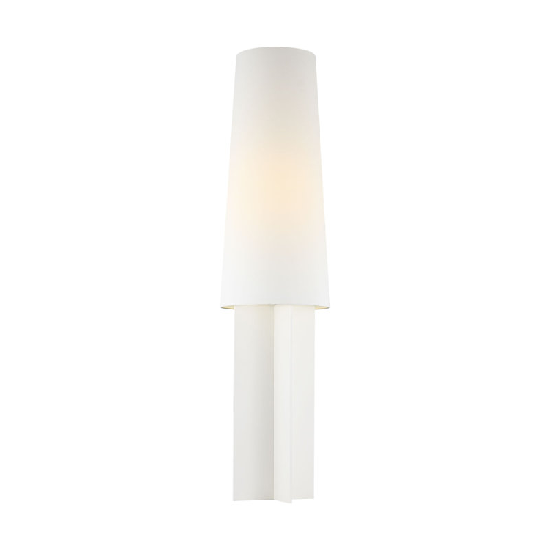 Kelly Wearstler Blocco 1 Light Bedroom Home Office Living Room Lamp With White Linen Shade, Soft Linen
