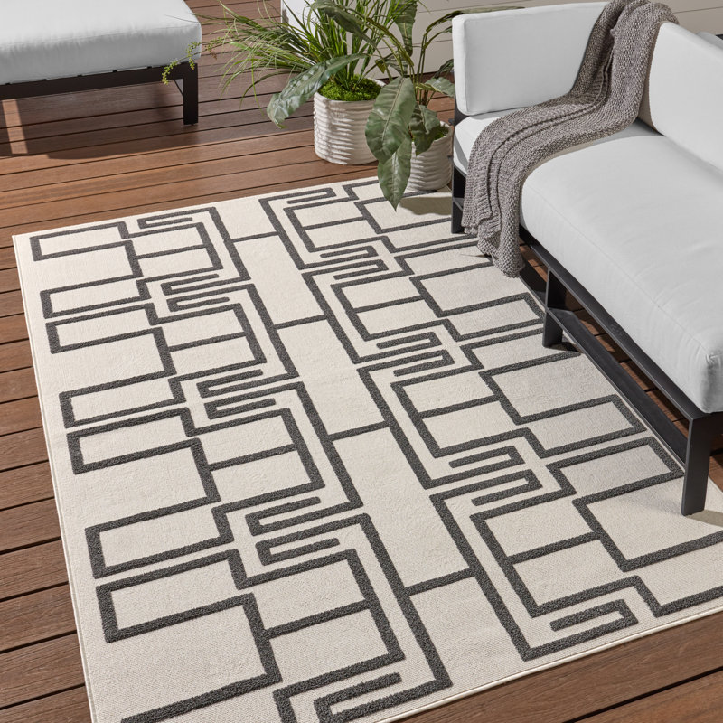 Rys Geometric Indoor / Outdoor Rug, Rectangle 6 pi 7 po x 9 pi 6 po