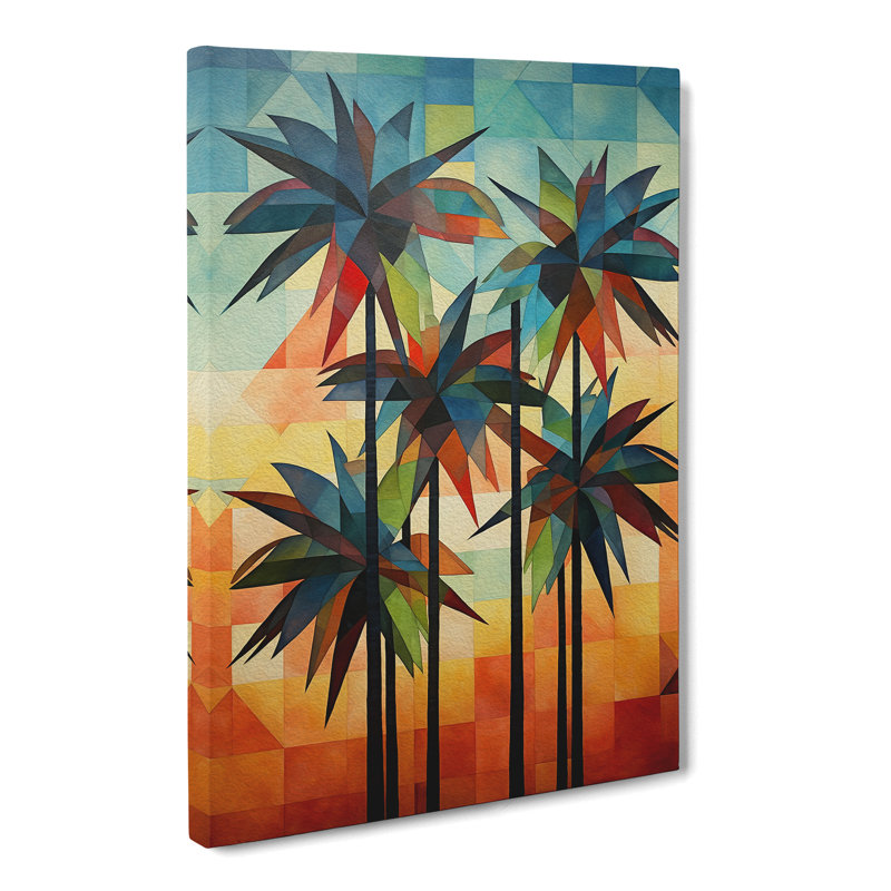 Palm Tree Geometric - Wrapped Canvas, 60cm H x 40cm W x 3cm D