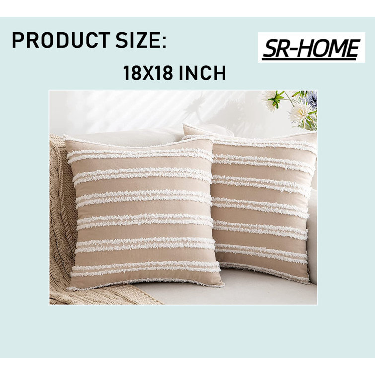 Soft Fluffy Sherpa Throw Pillow Decorative Cushion, Beige, 18 x 18 In, 2  Pack