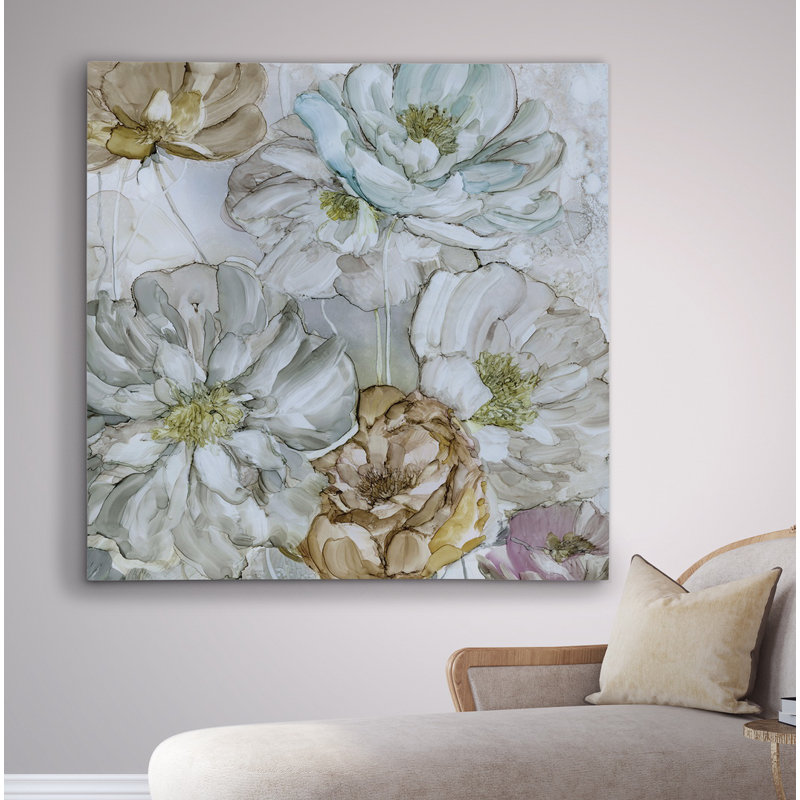 «Moonlit Peony», reproduction de peinture à l'huile, H 16 po x l 16 po x P 1,5 po, Toile tendue