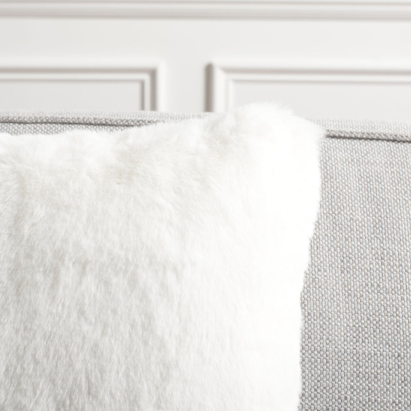 Faux Fur Throw Pillow, Ivory, 21" x 21"