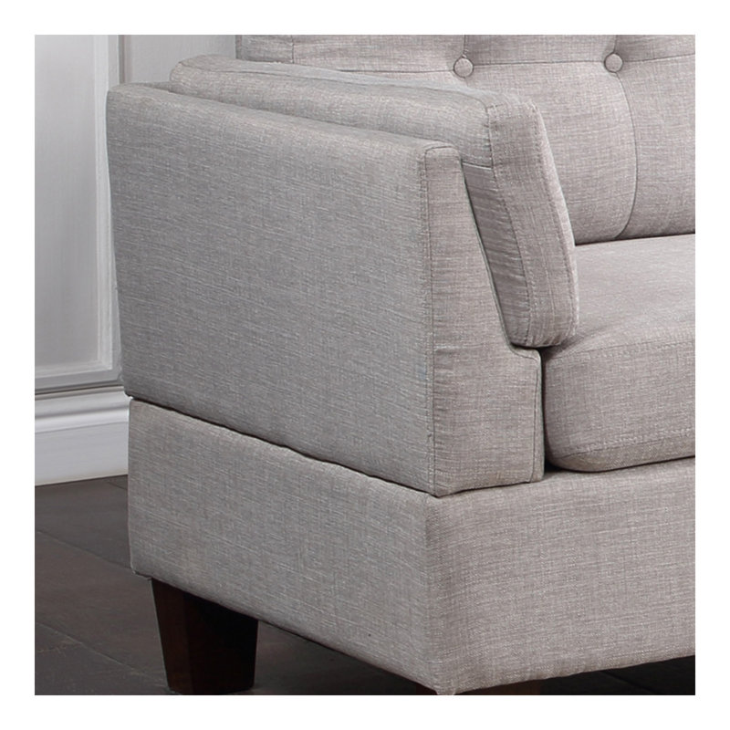 Dalia 97" Light Grey Linen Modern Sectional Sofa with Right Facing Chaise, Light Grey Linen, Right Hand Facing