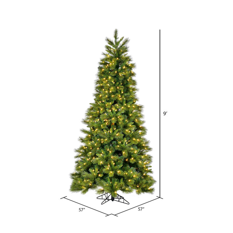 Vickerman Brighton Pine Artificial Christmas Tree 9' H Lighted Artificial Pine Christmas Tree