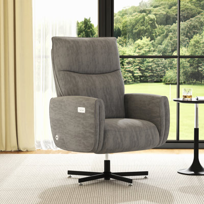 Fauteuil inclinable électrique pivotant, inclinable électrique avec charge USB et de type C, fauteuil d'appoint rembourré en velours pivotant à 360 °, pour le bureau à domicile et le salon