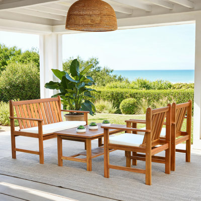 Joliet Acacia 4 - Person Patio Conversation Set with Cushions