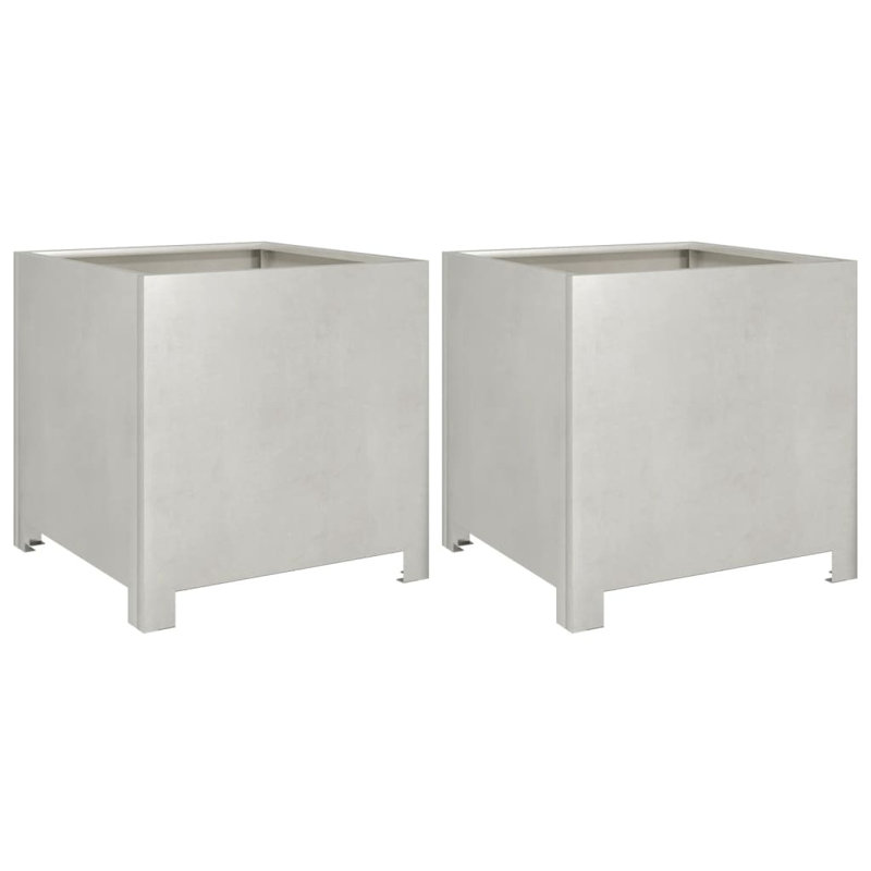 Ensemble de 2 jardinières vidaXL en acier galvanisé gris, H 15,7 po x l 15,7 po x P 15,7 po, Gris