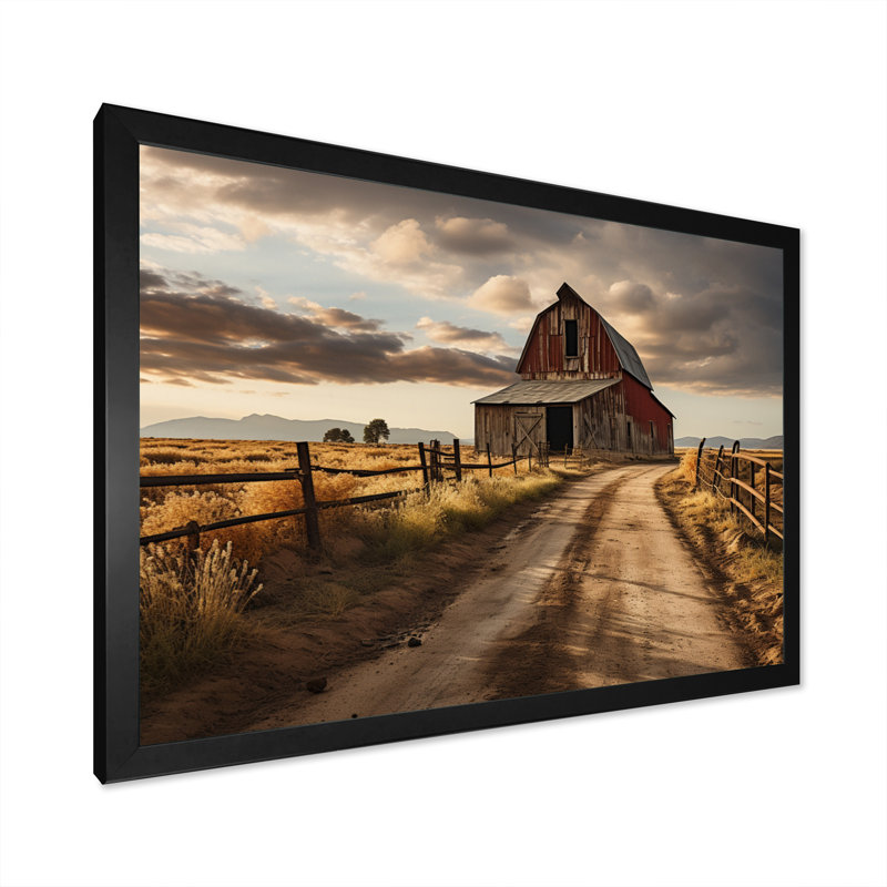 «Bentlei Barns Rustic Charm II», art mural granges, Cadre simple noir, H 30 po x l 40 po x P 1,5 po