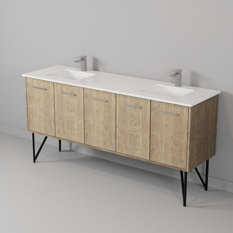 Lancy 72 in W x 20 in D Double Bath Vanity and Gun Metal Faucet Set, White Cultured Marble