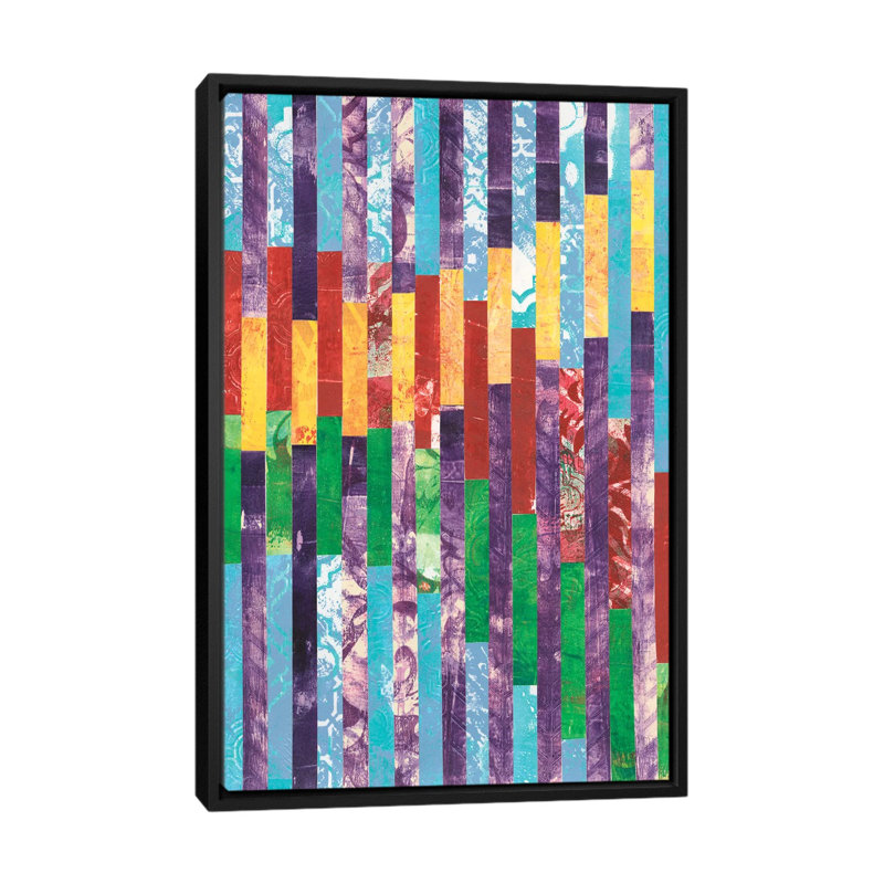 « quilted monoprints ii », impression sur toile, H 26 po x l 18 po x P 1,5 po, Toile encadrée noire, Pas de tapis