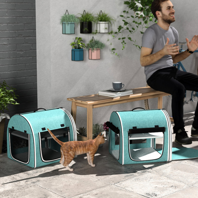 Sac de transport pour chat 39 po, animal de compagnie avec bolstering, deux compartiments, coussins moelleux et transporteur, diviseur, bac