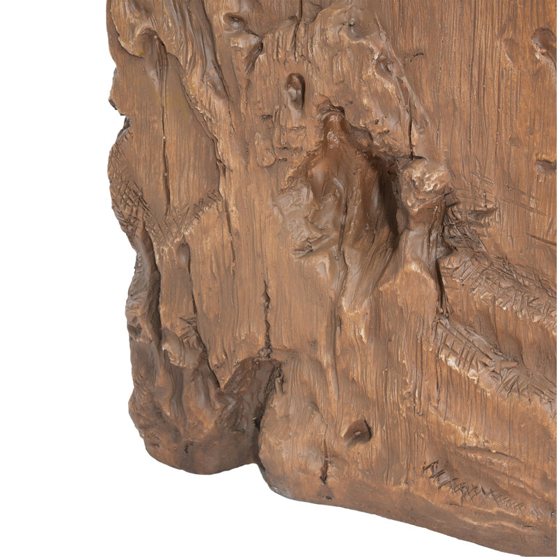 Table d'appoint Amira3D pour intérieur et extérieur, fini brun, composite d'oxyde de magnésium résistant aux intempéries, ignifugé, imperméable, imputrescible, 100 % sans formaldéhyde, aspect bois lisse et réaliste.