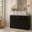 Armoire de salle de bain 48 po style français sculptée noire, armoire de rangement abondante - 4 portes à fermeture douce et 2 tiroirs-852974145