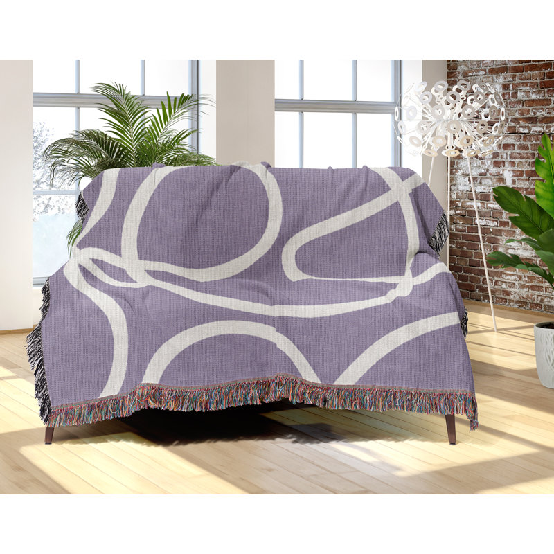 Jeté en coton Abstract Doodles, 50 x 70, Lilas