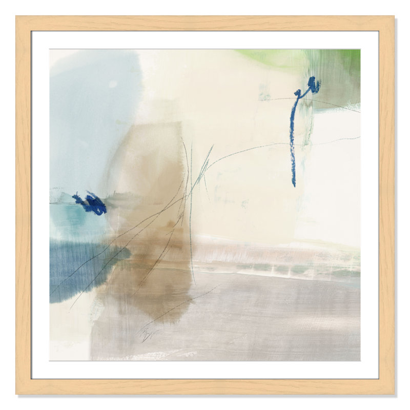 «Aquamarine Whispers II» par Casa Fine Arts, H 37,5 po x l 37,5 po, Encadré naturel