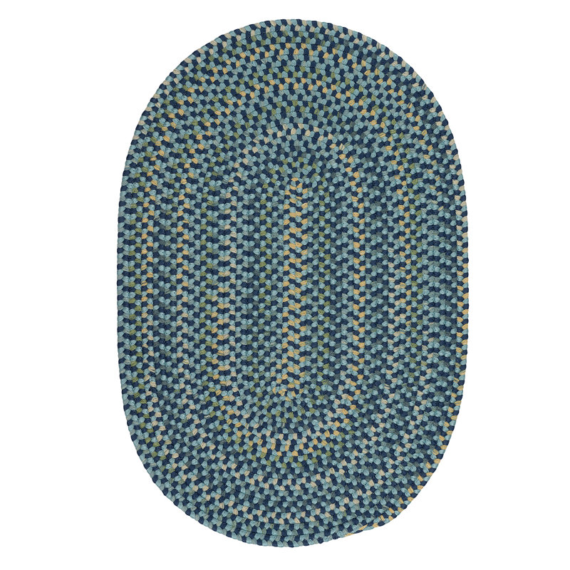 Tapis bleu tressé Glafira, Ovale de 4 pi x 7 pi