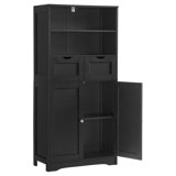 Tall Storage Cabinet with 2 Drawers & Adjustable Shelves