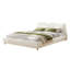 King Size Modern Upholstered Bed Frame With Linen Fabric And Solid Wood Legs, White-1146378674