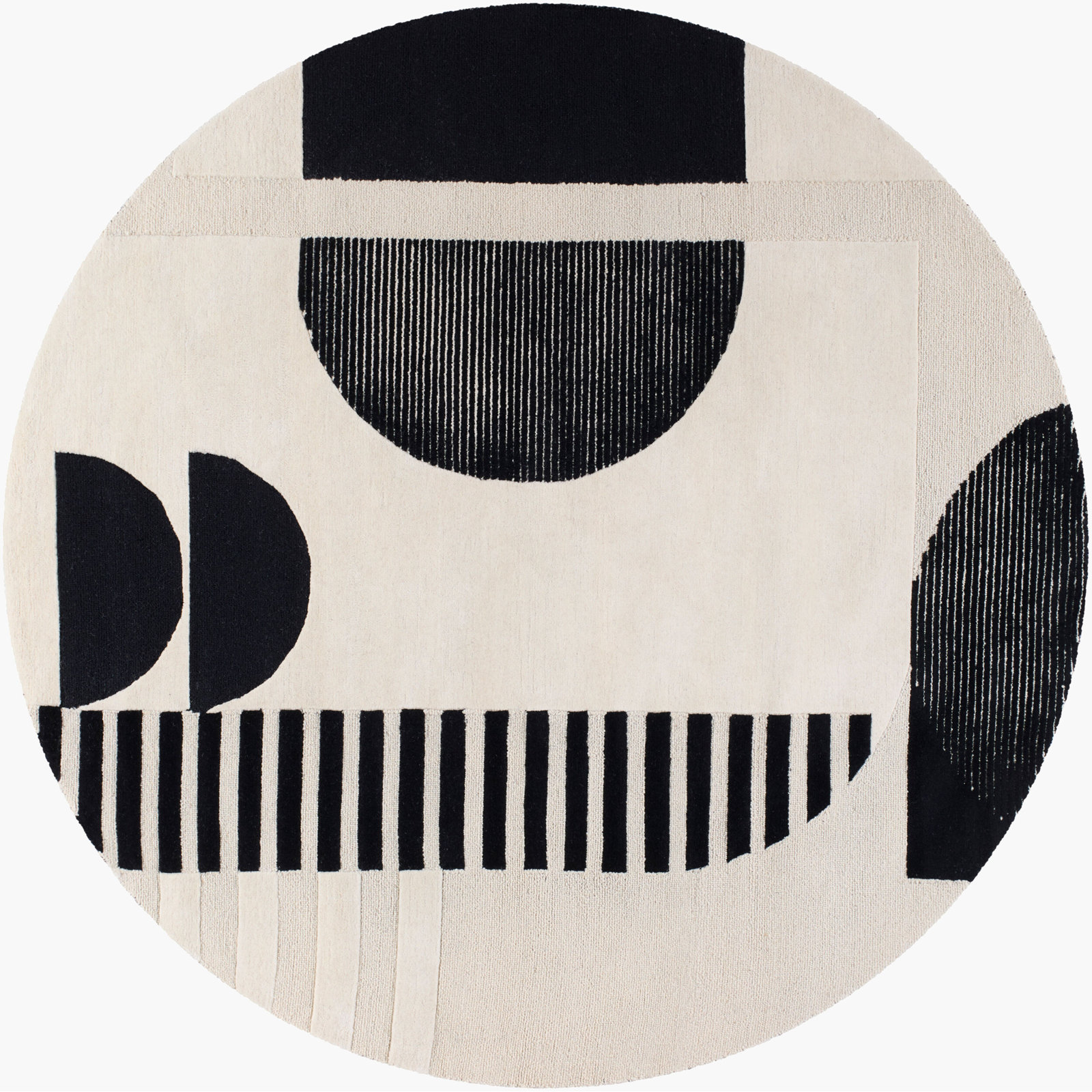 Sola Wool Cream/Black/Light Beige Rug, Round 6'