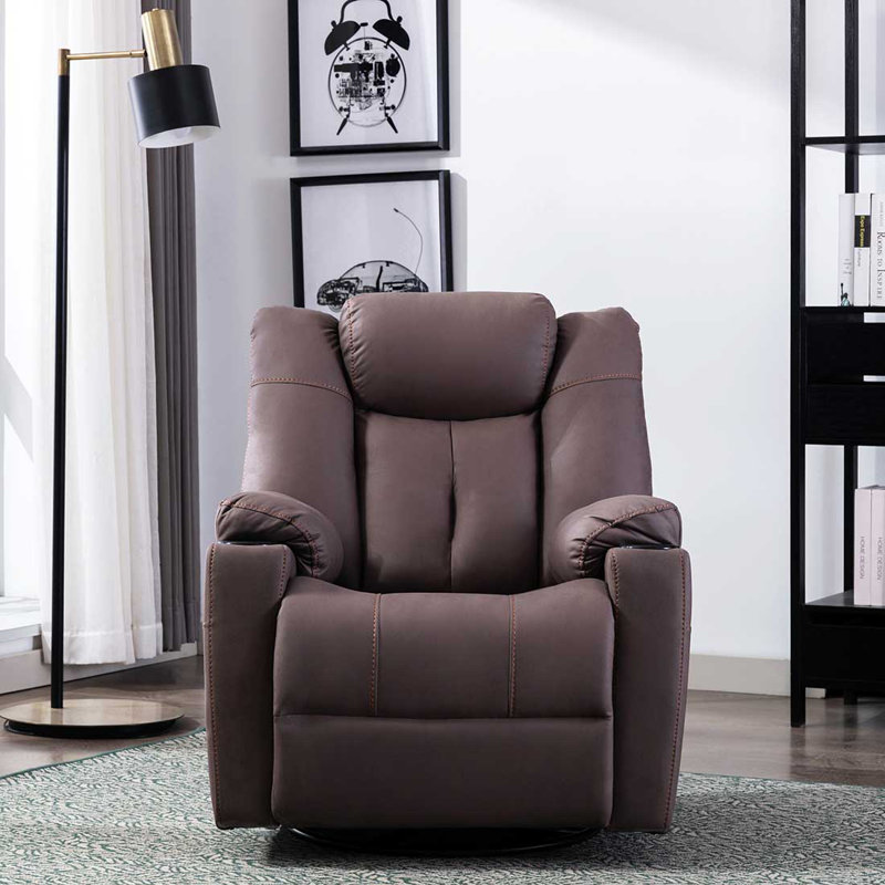 Henreitta Swivel Home Theatre Recliner, Brown