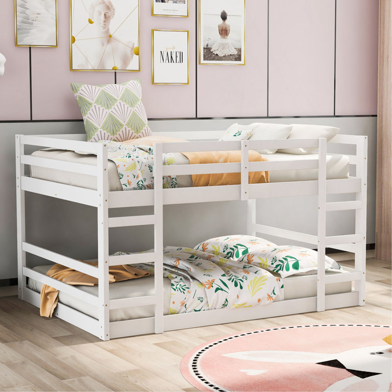 Lit superposé double au-dessus de double polyvalent et robuste pour un confort ultime, Blanc