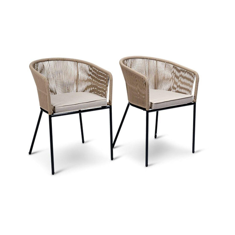 Fabiano Patio Dining Armchair with Cushion, Natural