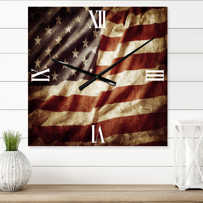 Drapeau américain - horloge murale moderne, Moyen
