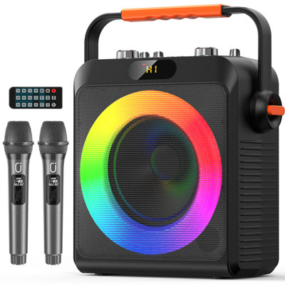 JYX Karaoke Machine 2 Wireless Microphones,Support AUX/USB/TF Card/TWS,Portable speaker  suitable for party， speeche, birthday 