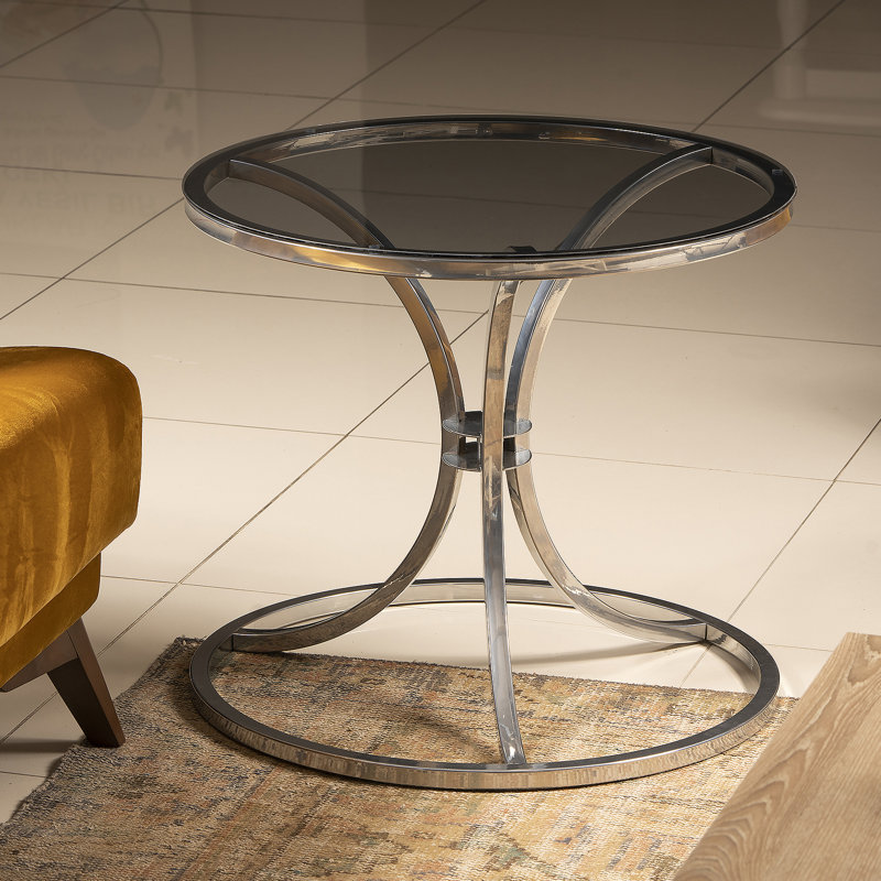 Seda Glass Top End Table, Chrome