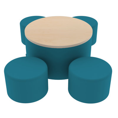 Pro Series 30" Round Ottoman Table with Round 12" H Seating, 5-Piece Set