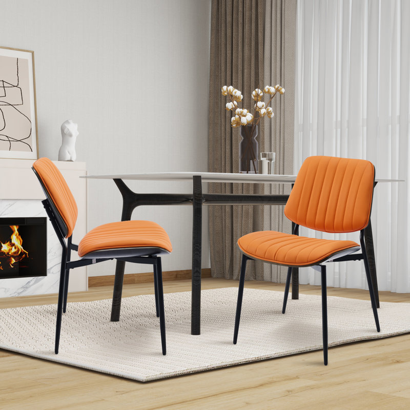 Chaise de salle à manger rembourrée Lashanay, Orange, Noir