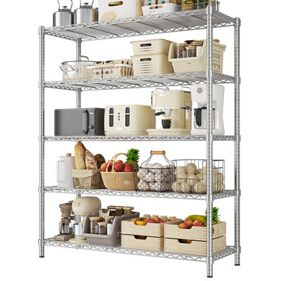 Height-Adjustable Garage Wire Shelving Unit for Kitchen, Laundry Room, Pantry, Warehouse, Basement