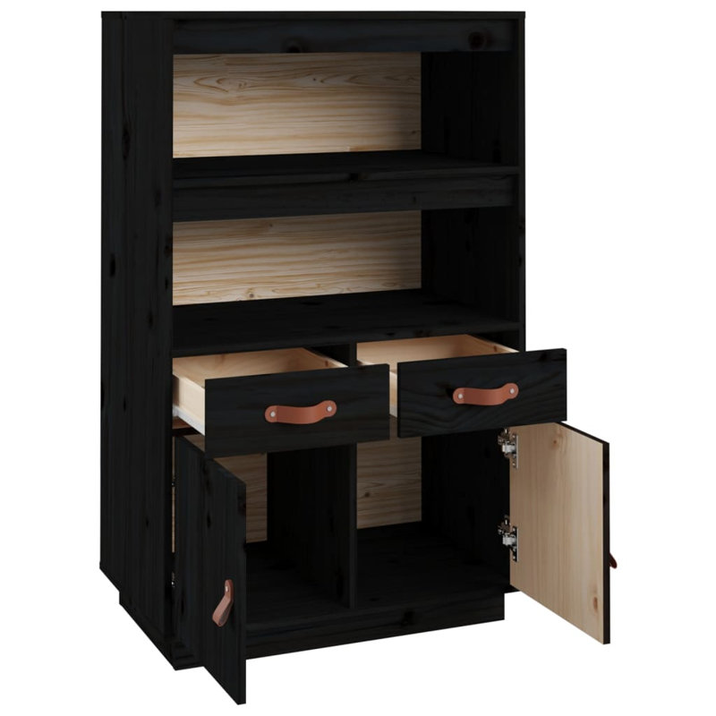Kyi 67cm Solid Wood Sideboard, Black
