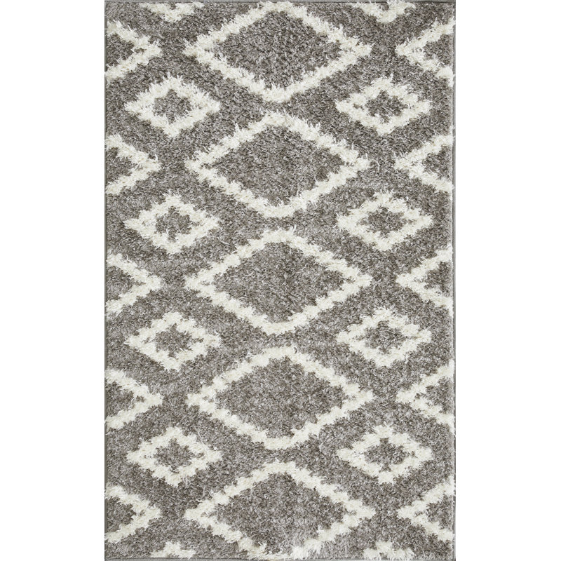 Tapis d'intérieur gris en polyester tissé à la machine Eliot, Rectangle 3 pi 3 po x 5 pi 3 po