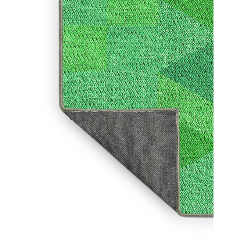 Tapis à motif géométrique vert, Rectangle 5 pi x 8 pi