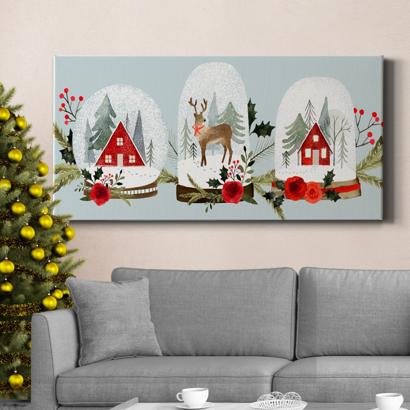 Collection Snow Globe Village, toile tendue avec châssis de qualité supérieure - prête à être accrochée