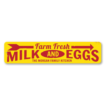Farm Fresh Milk & Eggs Aluminum Sign