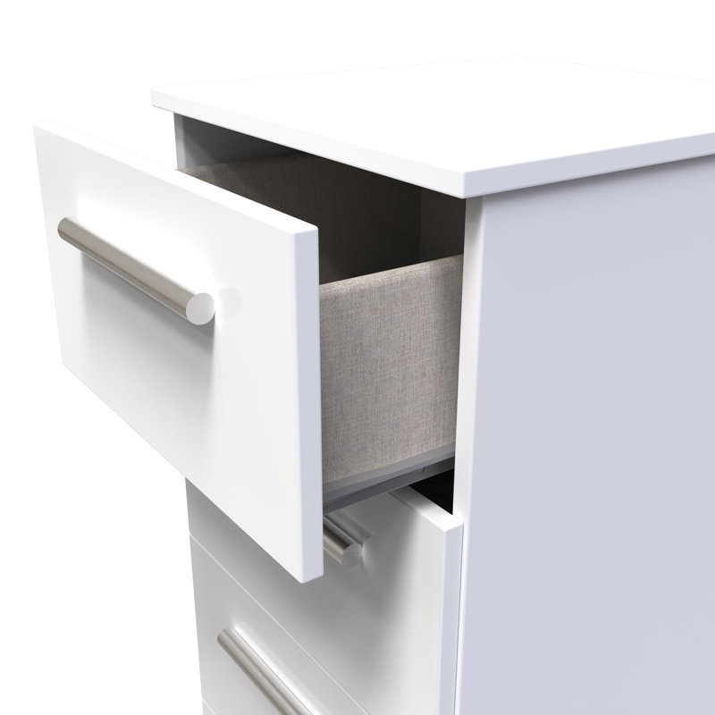 Bhaga 37cm W Manufactured Wood Bedside Table, White Matt