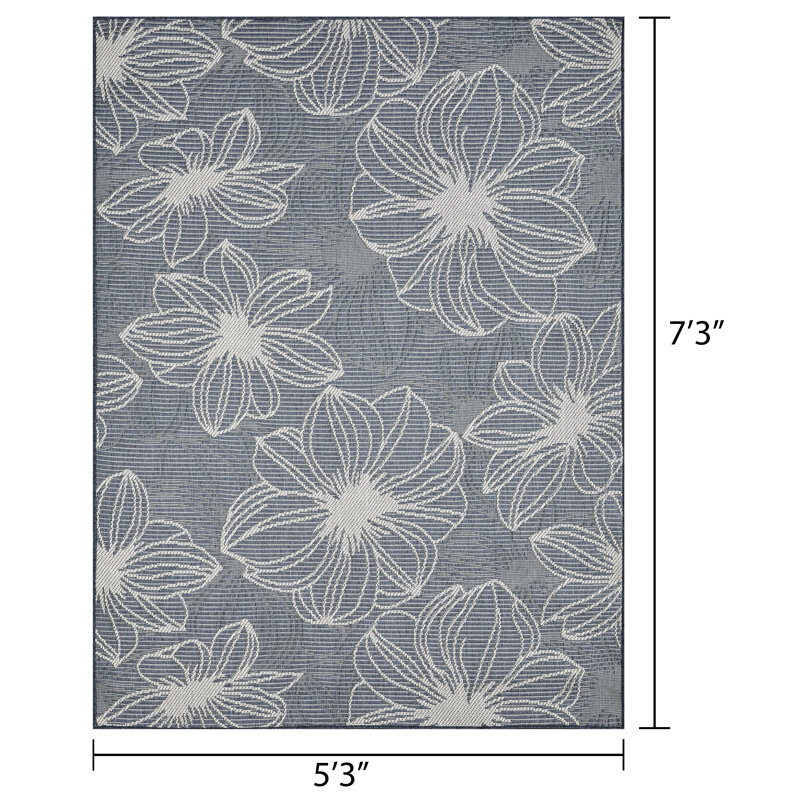 Tapis bleu Rosmunda Cerimia, Rectangle 5 pi 3 po x 7 pi 3 po