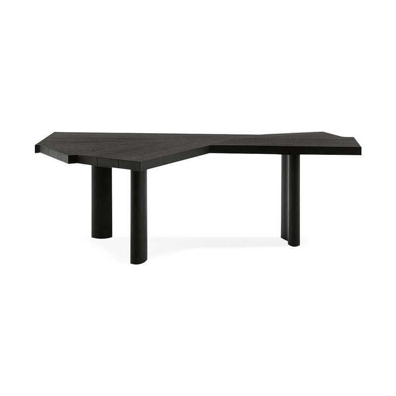 Bureau créatif en bois massif noir, H 29,53 po x l 70,87 po x P 35,43 po