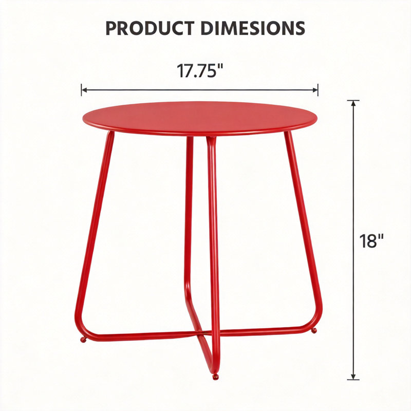 Table d'appoint en métal 17 po, RED