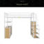Lit mezzanine double en métal avec escalier de rangement et garde-robe, tablettes et casiers-15220576