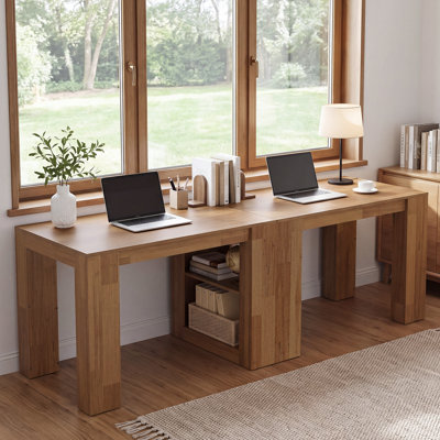 79-Inch Extra Long Desk, Two Person Computer Desk with Shelves