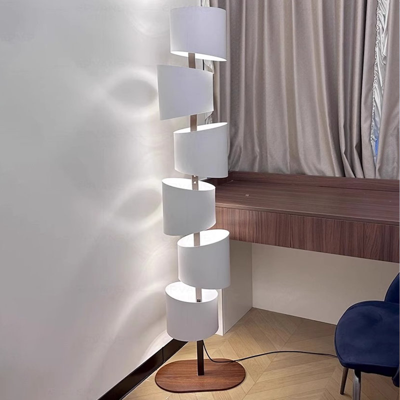 White + Nut-brown Iron Free form Floor Lamps