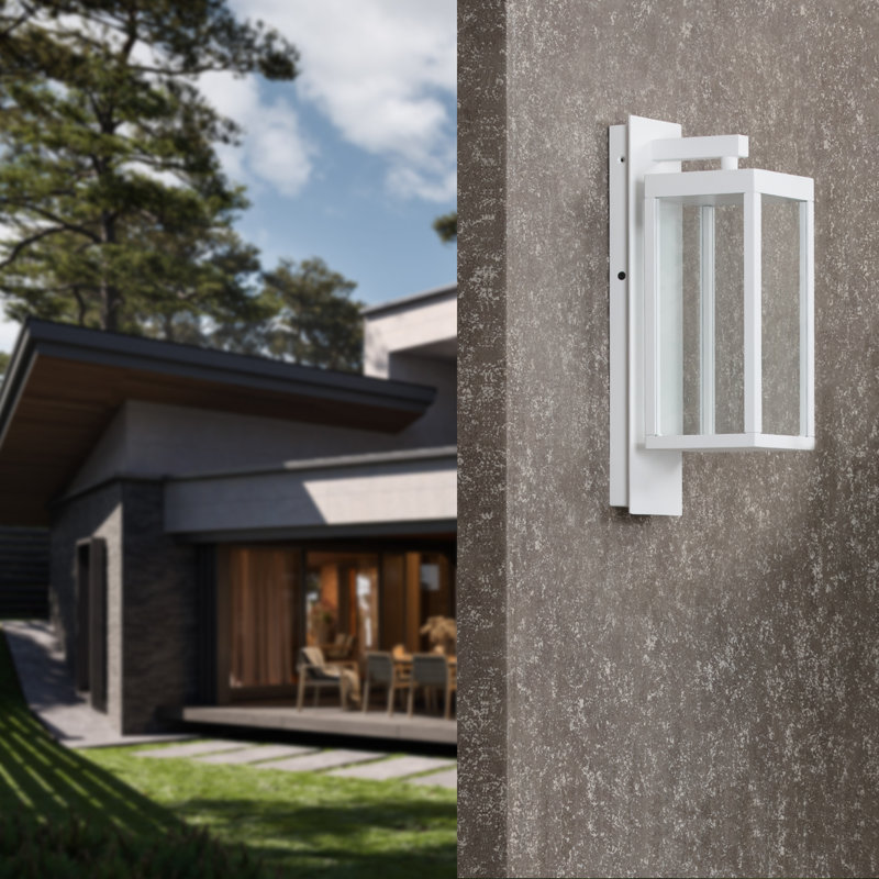 Elah 14.25" H Integrated LED Outdoor Armed Sconce, White