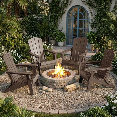 Foldable HDPE Adirondack Chair, All-Weather Patio Chair with 12-Minute Quick Assembly, Space-Saving Fire Pit Seating for Backyard, Deck, Beach & Camping